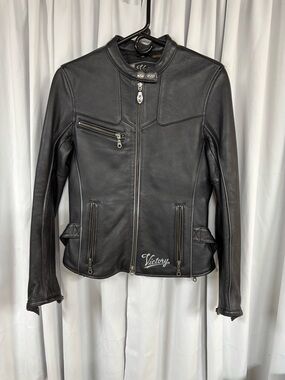 Leather victory, motorcycle women’s jacket size small black